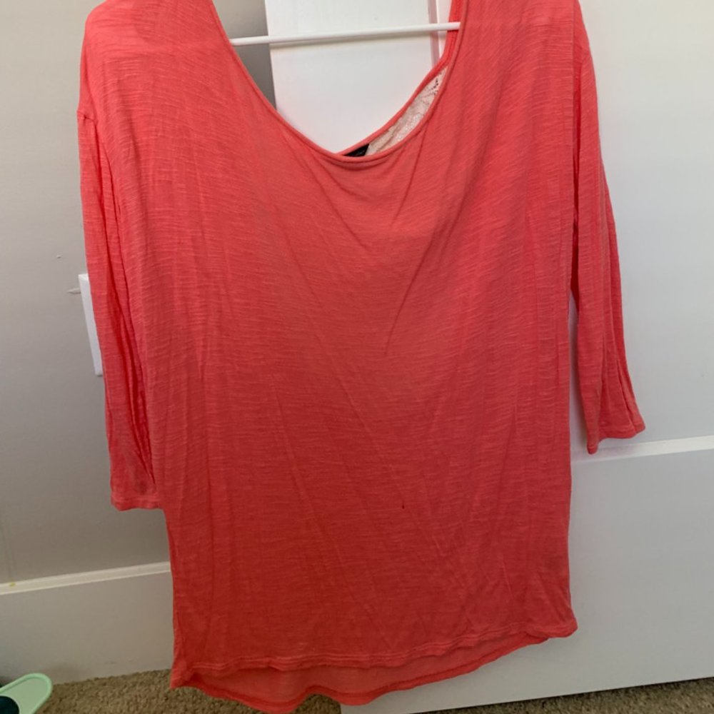 Lace back soft cotton long sleeve shirt